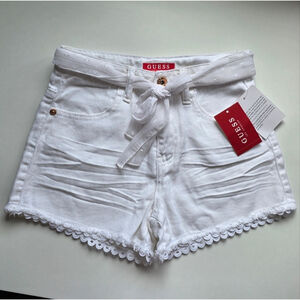 Guess White Denim Shorts with Frayed Hem Girls Sz 10 NEW